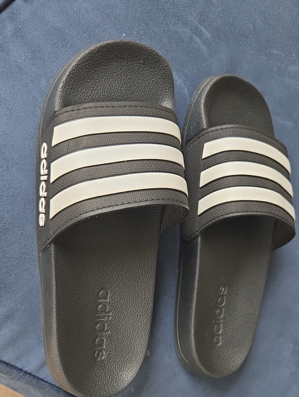 adidas Kid's Black and White Slides